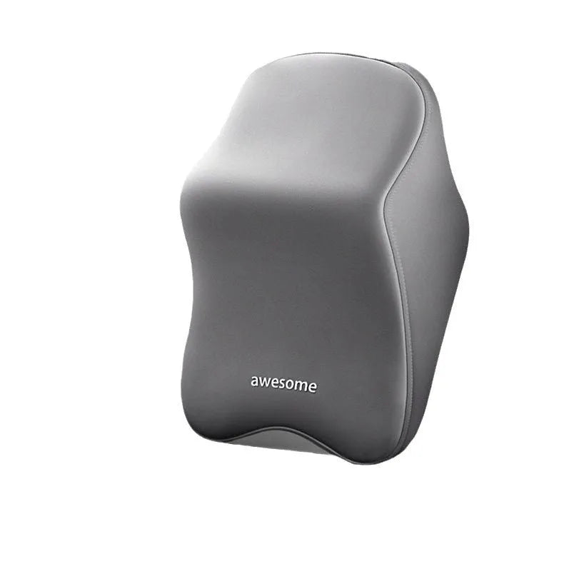 Memory foam automotive headrest pillow and lumbar support pillow set shown in one of four solid colour options.