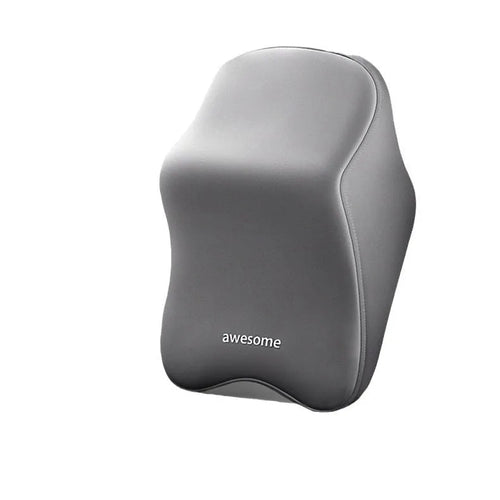 Memory foam automotive headrest pillow and lumbar support pillow set shown in one of four solid colour options.