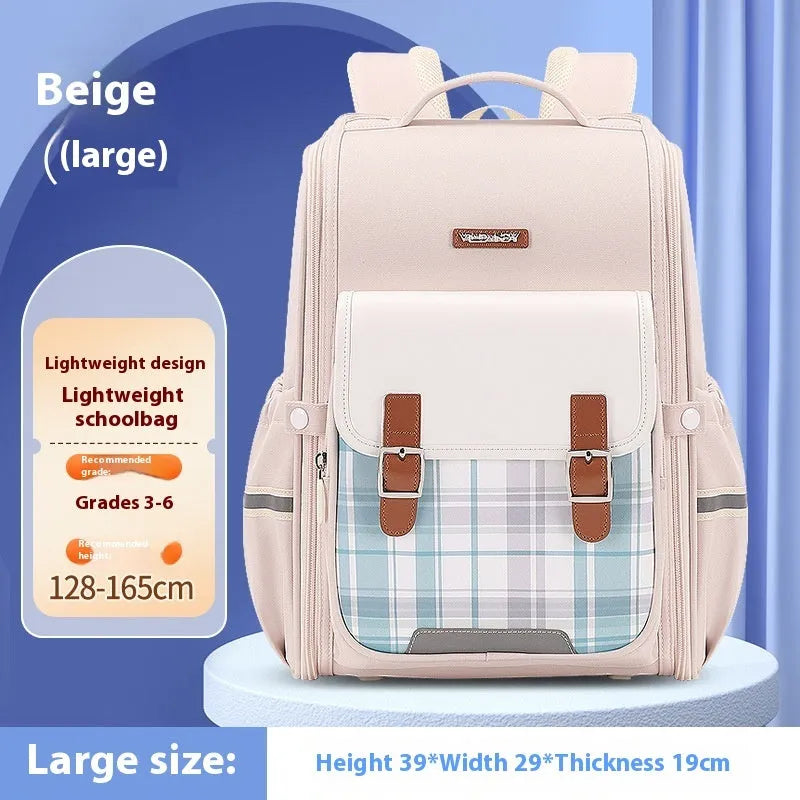 Grade 5-6 student schoolbag in Oxford cloth with large capacity, shown in multiple colour options