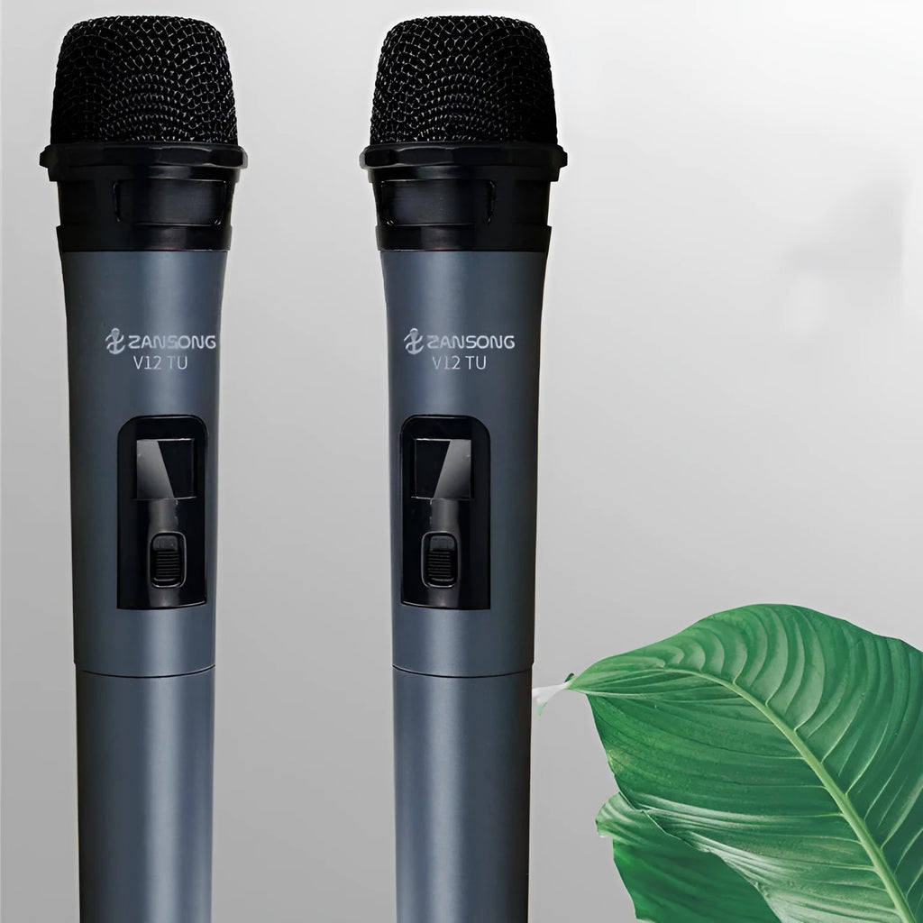ZANSONG V12 black dynamic handheld microphone with USB receiver and audio cable