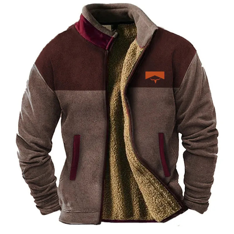 Men's polyester fleece padded coat in regular length with Asian sizing from S to 5XL