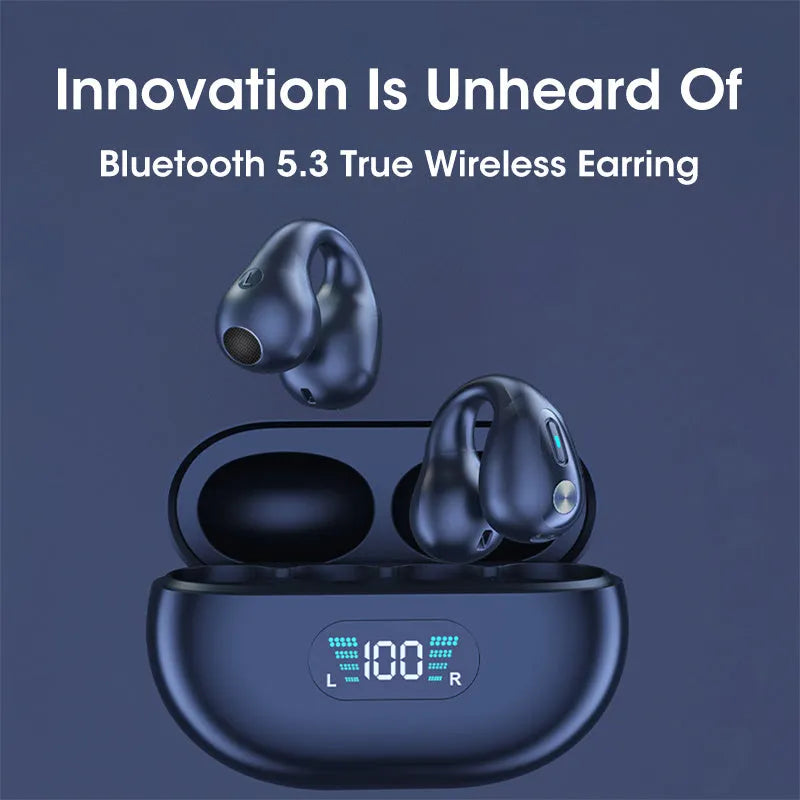 Bone conduction Bluetooth headset with clip design in black, white, or khaki colour options