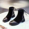 Women's black soft leather Martin boots with side zipper and non-slip rubber sole
