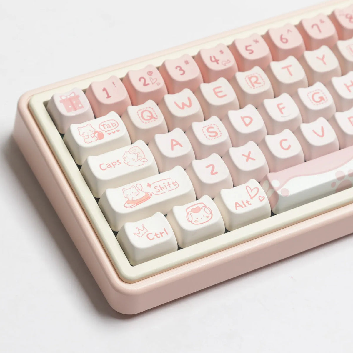 Full set of PBT key caps for mechanical keyboards showing over 98 keys with uniform 1.5mm profile height