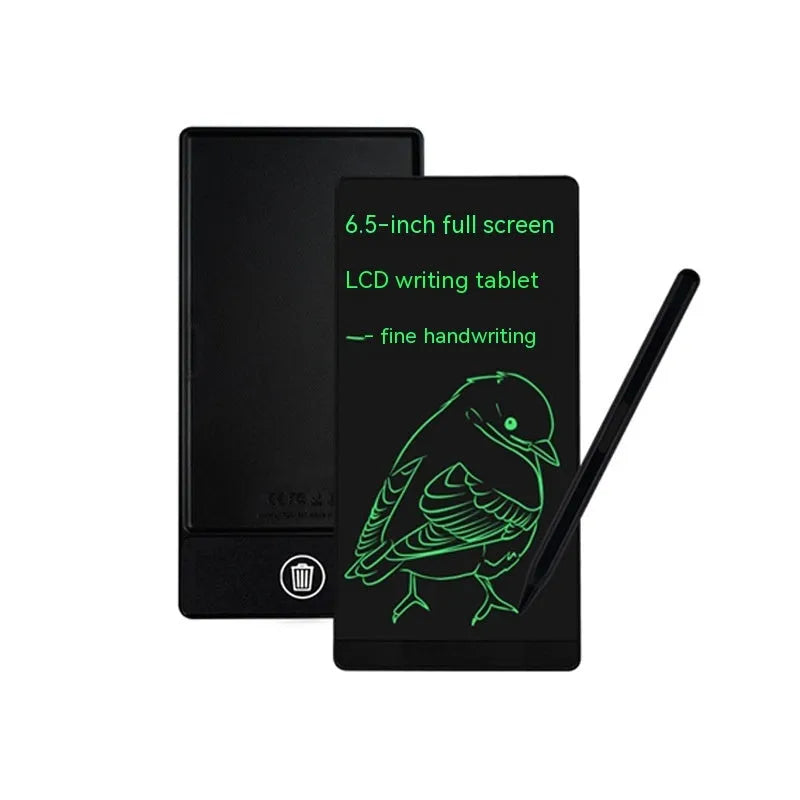 Blue LCD handwriting board with 6.5-inch screen and stylus for student arithmetic practice