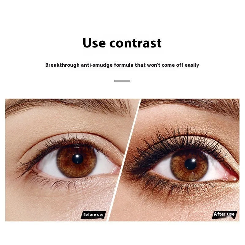 Black waterproof mascara tube for 4D volumised long thick curled eyelashes
