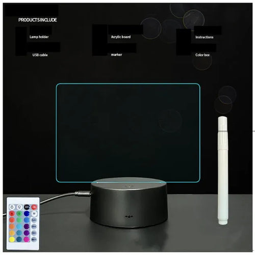 3D acrylic message board lamp with handwritten text illumination and remote control