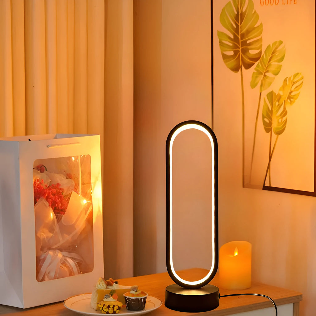 Black and white USB LED wall light with ring design, acrylic and iron body, dimmable three-colour plug for living room or bedroom
