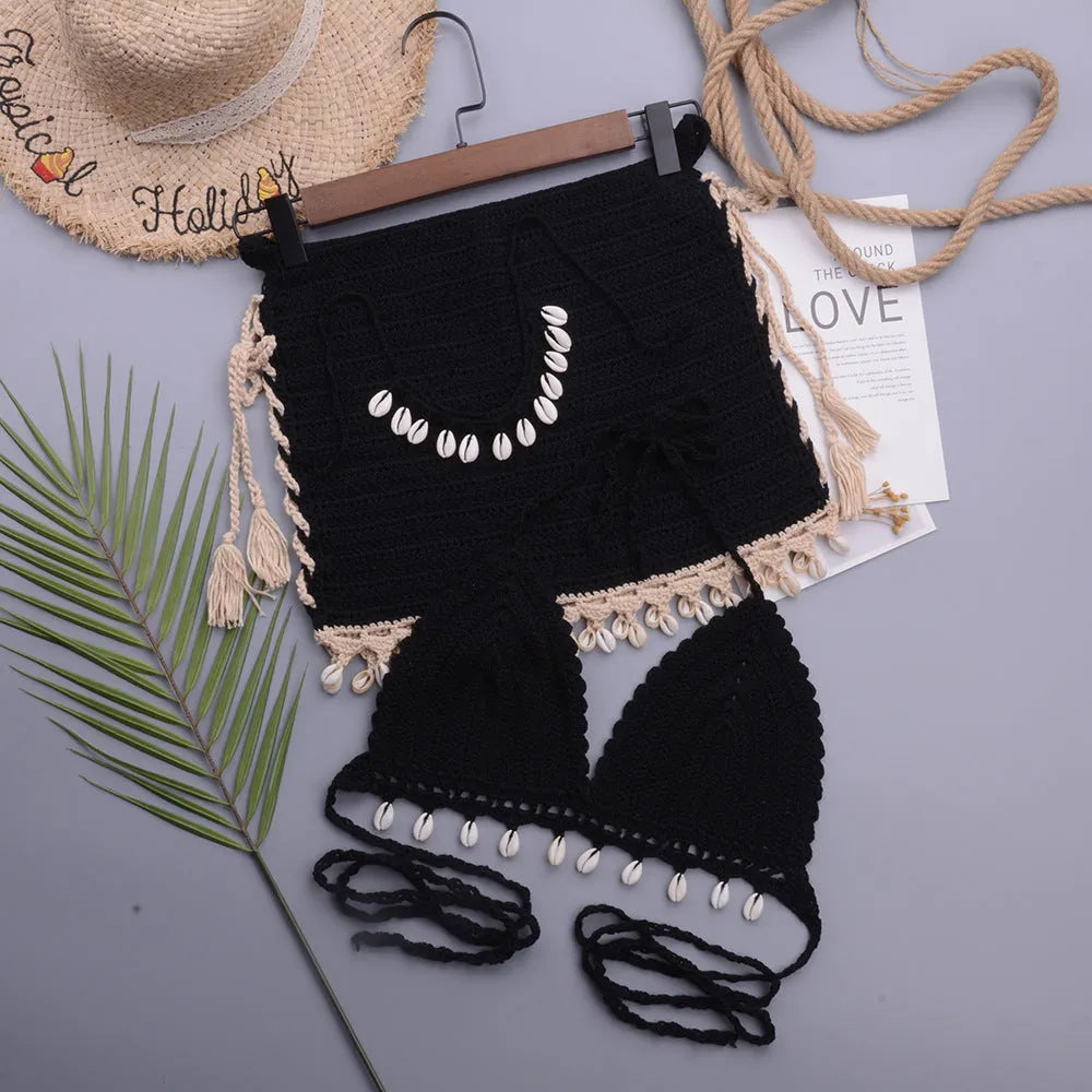 Women's cotton blend swimsuit with lace-up front and split skirt in apricot colour