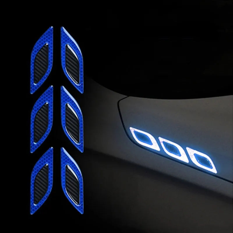 Blue reflective bumper warning tape strips for car edge protection