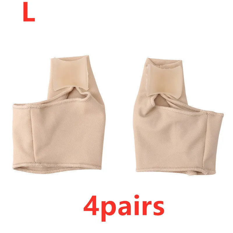Corrective toe socks with gel bunion pad and silicone toe separator in three sizes