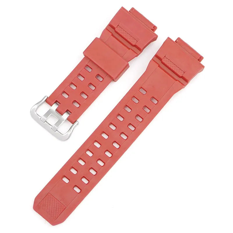 Camouflage pattern TPU rubber watch strap with a silver buckle.