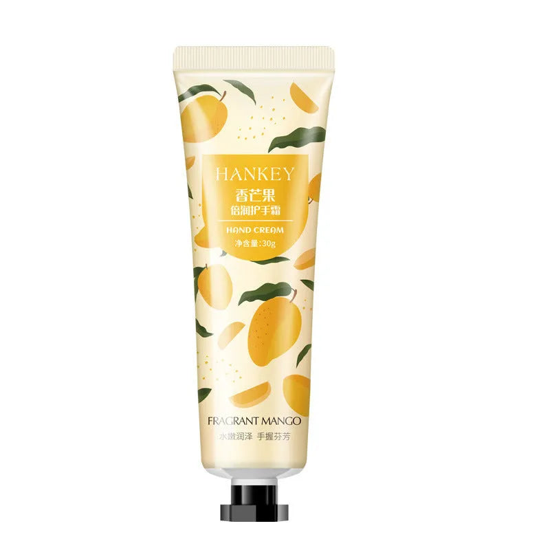 30g tube of fruit hand cream for moisturising dry skin with multiple scent options