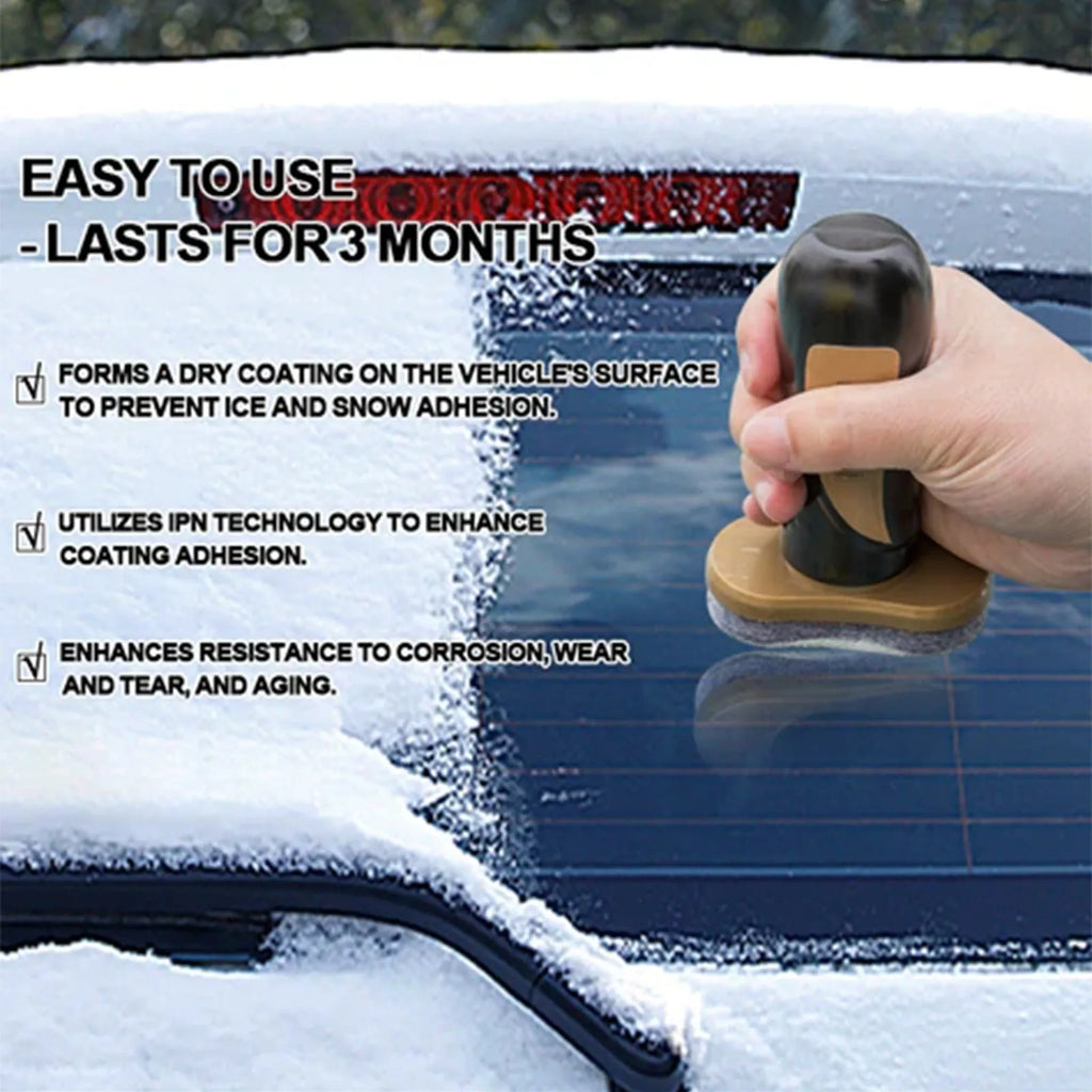 Car snow brush with hydrophobic nano coating spray bottle attached to PE plastic handle