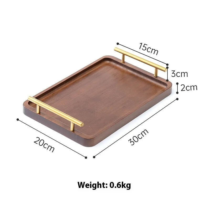 Square bamboo tray with brown handle for barbecue shops and dining establishments