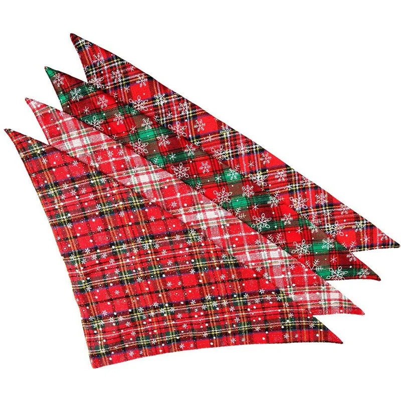 Cotton plaid dog bandana 44x44cm Christmas triangular pet scarf in six colours