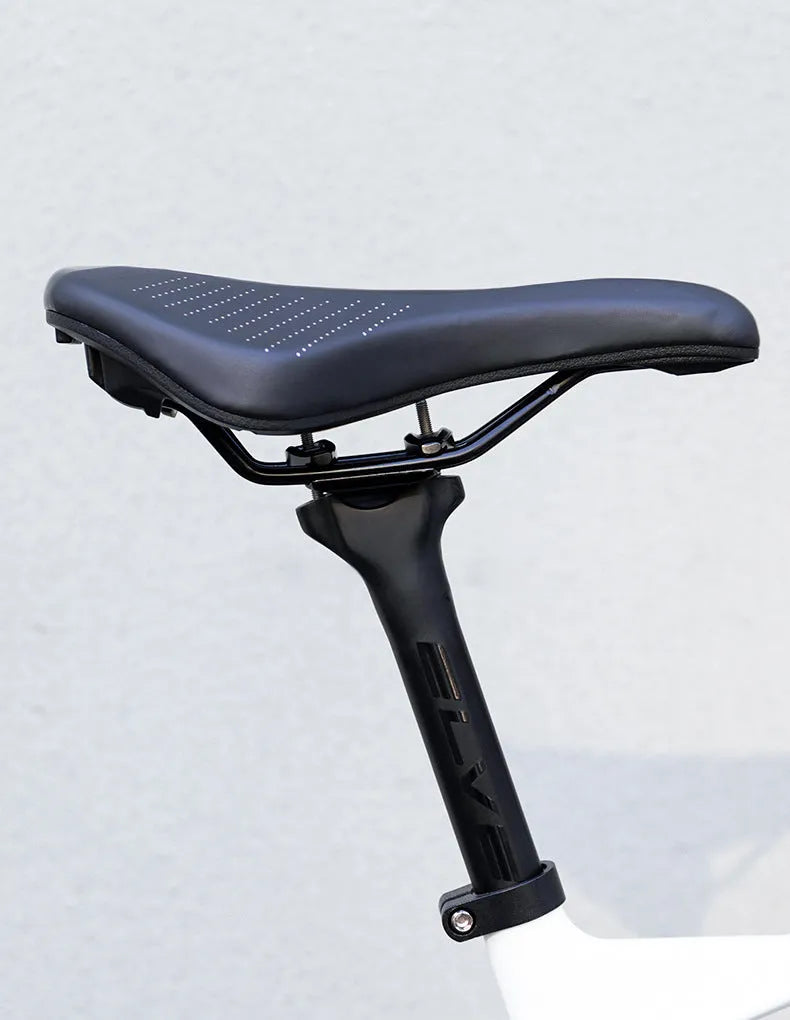 Medium mountain bike seat cushion in black and pink made from PU foam resin sponge