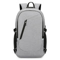 Oxford cloth computer backpack in blue, showing front view with dimensions 50cm high by 19cm wide.
