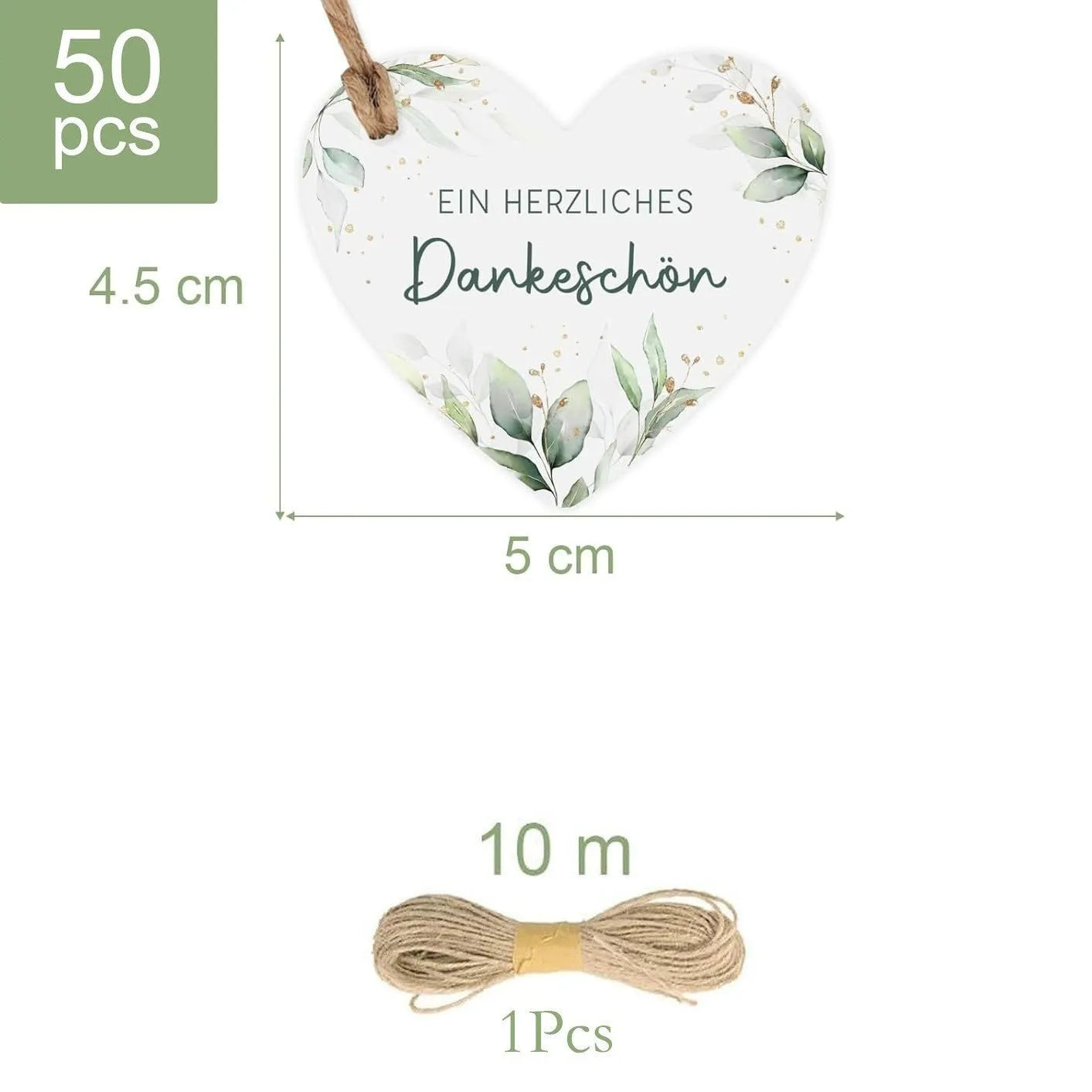 Set of 50 flower heart-shaped paper gift tags in two different decorative styles.