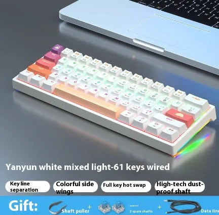 Small bluish black mechanical keyboard with 61 keys and hot-swap switch sockets