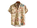 Men's plus size loose cardigan shirt with 3D digital color matching pattern and elastic polyester fabric