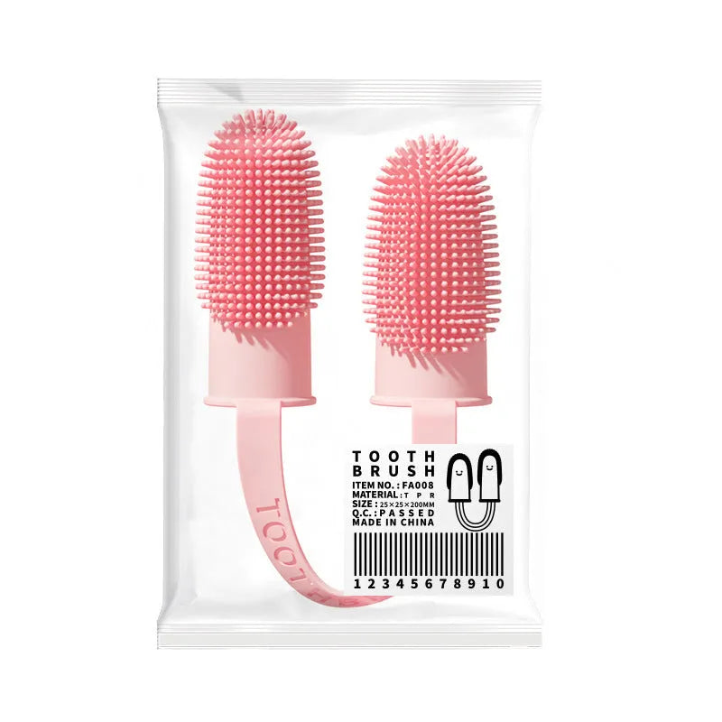 Double finger pet toothbrush set with TPR finger cover in multiple colour options