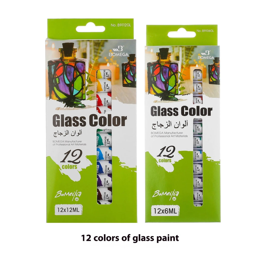 Strip of twelve tubes of artist's paint for acrylic, gouache, watercolour, oil, glass, and textile mediums