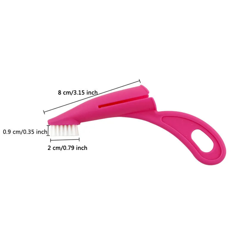 Red and white pet finger toothbrush with silicone bristles for dog and cat dental cleaning