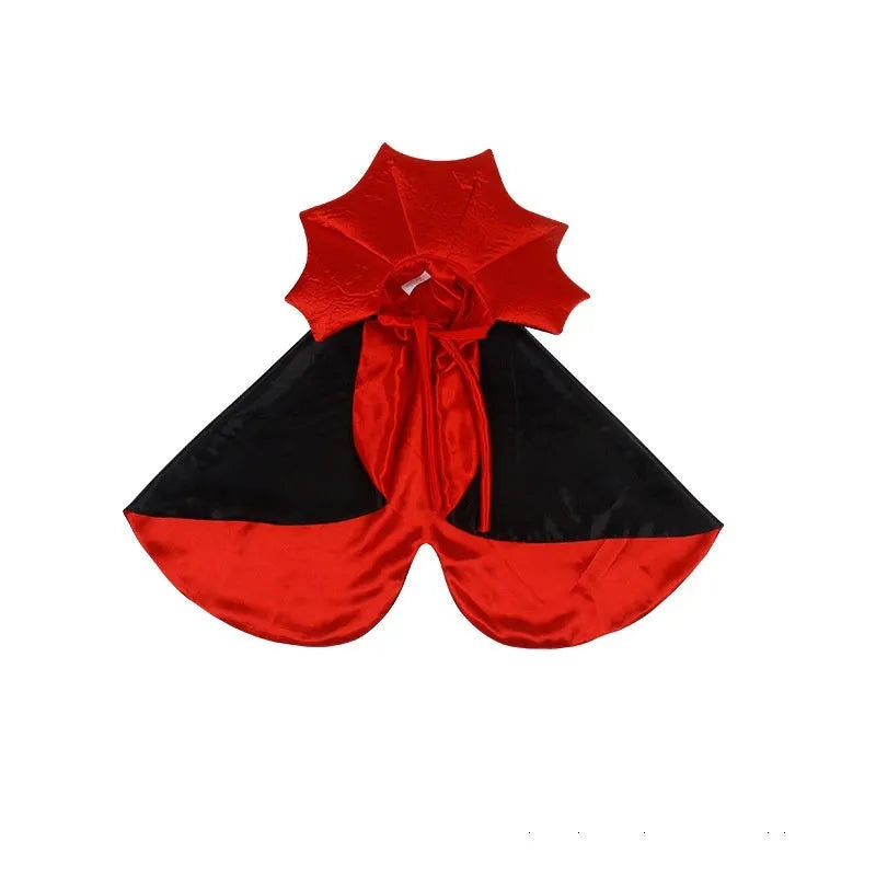 Black and red Halloween costume for cats and dogs made from polyester fabric