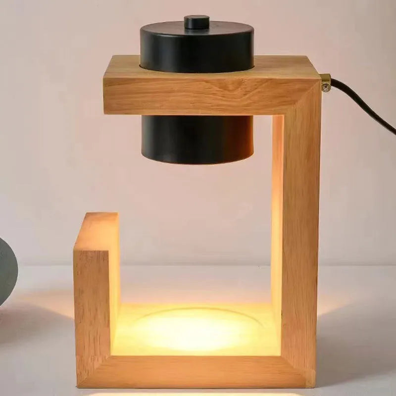 Solid wood melting candle lamp in black or white with two bulbs, dimmable and timed, Nordic style, 220V