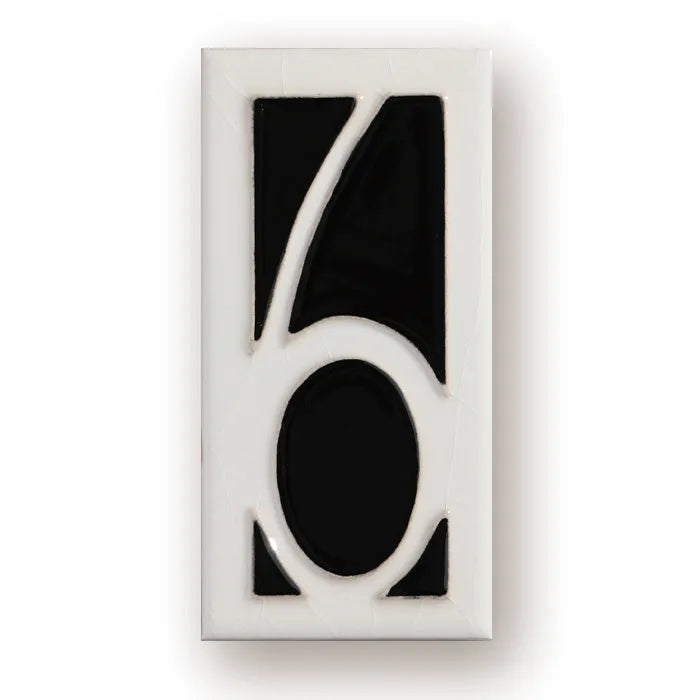 Handmade retro enamel art ceramic doorplate showing number design options on a 76mm by 152mm plate.
