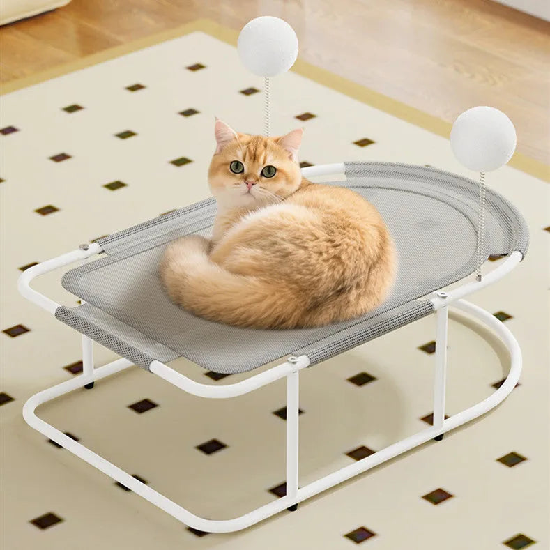 Large grey fabric cat kennel with breathable design and removable cover