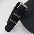 Textile nylon watch strap in Army Green colour showing integrated design and adjustment holes