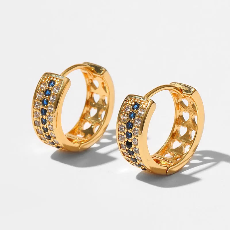 Round geometric women's earrings with copper construction and drop style design