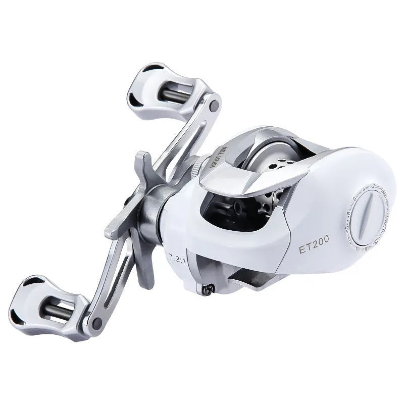 ET Drop Wheel micro left hand baitcasting fishing reel in white colour