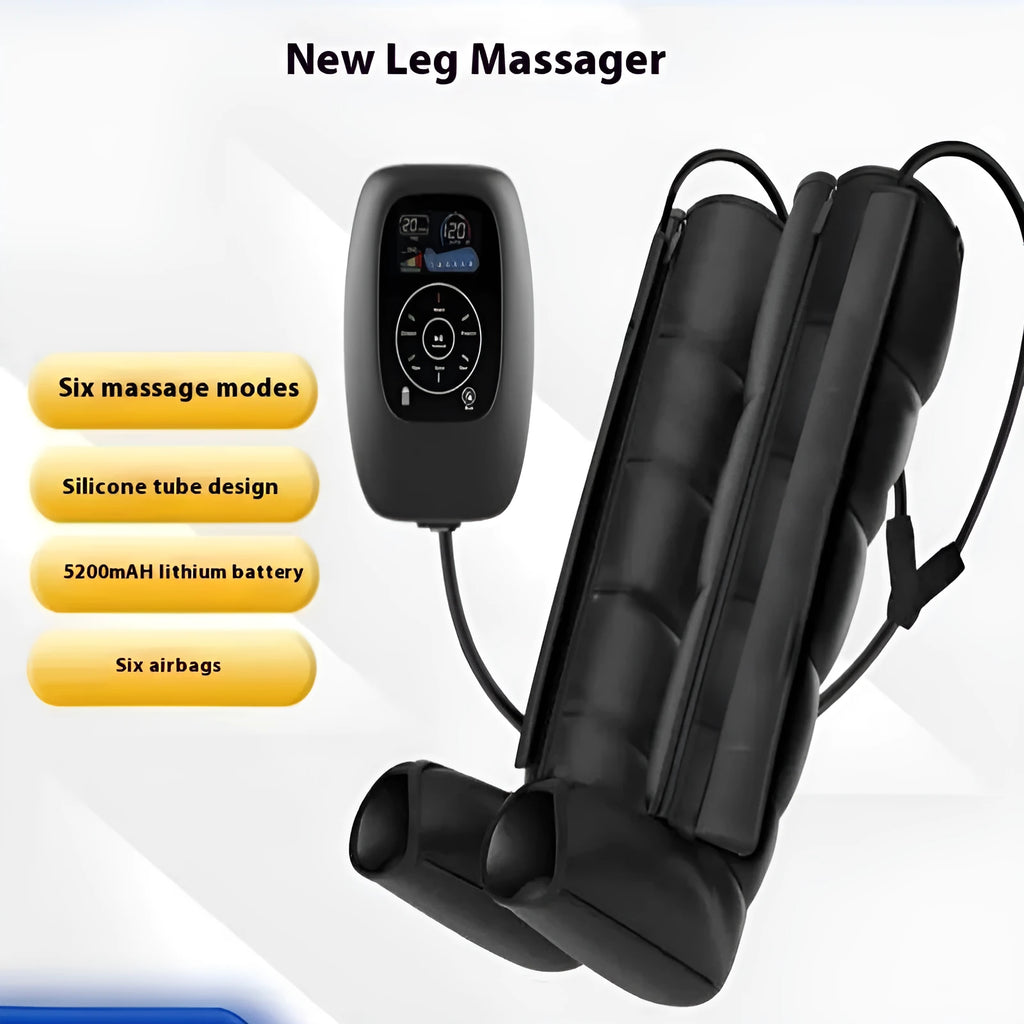 Air wave compression leg arm waist massager set with remote control and adjustable cuffs