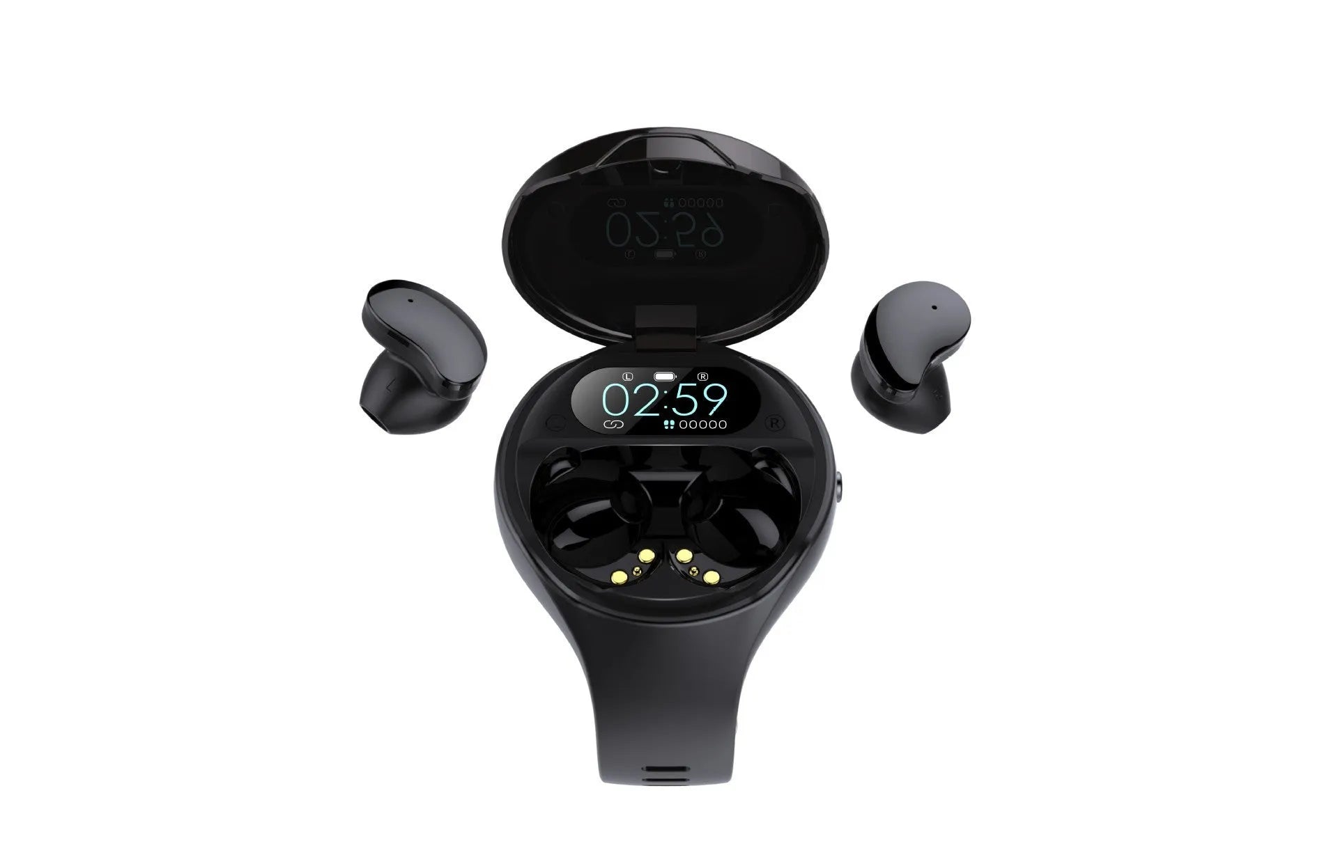 Black detachable smart bracelet and Bluetooth headset combo for fitness tracking and wireless calls.