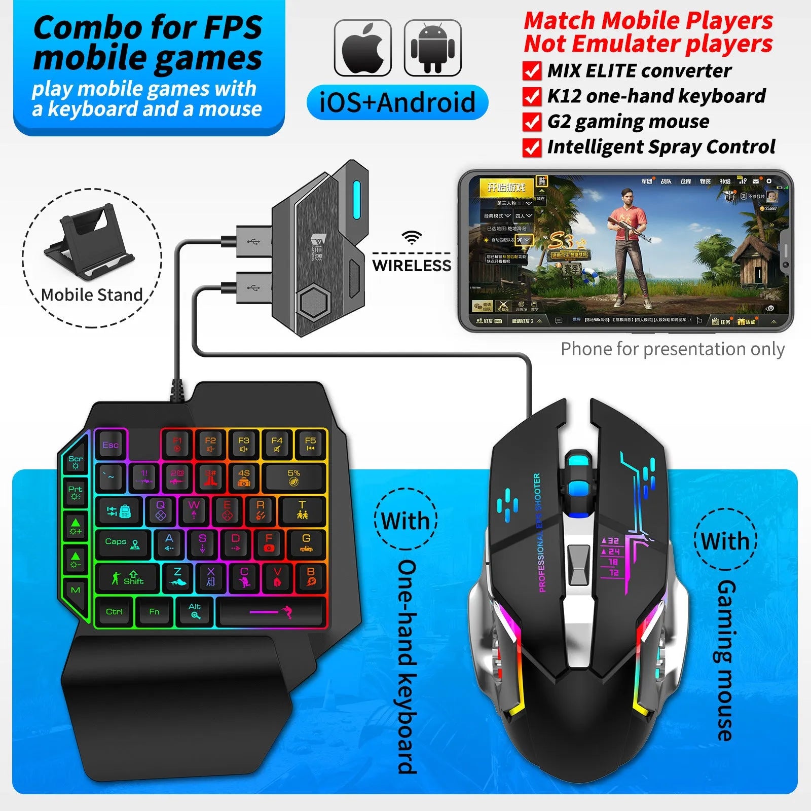 Gamwing Jiaying keyboard and mouse converter for mobile gaming with USB interface