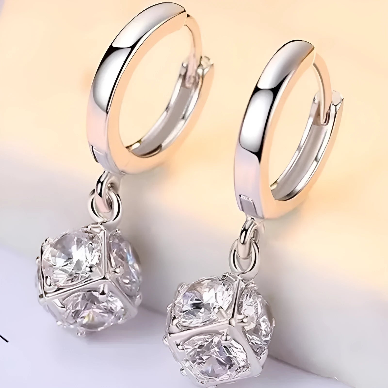 Copper geometric earrings with zircon stones and electroplated rose detail in various colour options for women