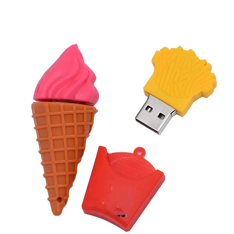 Pink ice cream design USB flash drive with decorative casing for data storage