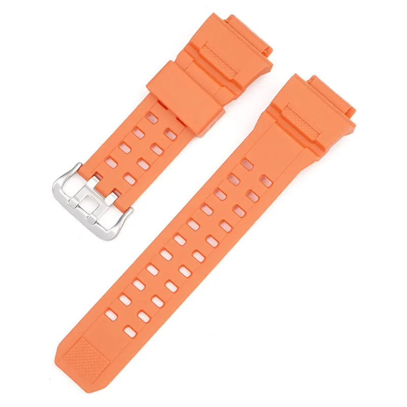 Camouflage pattern TPU rubber watch strap with a silver buckle.