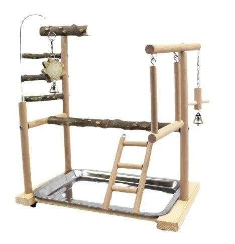 Pepper wood parrot stand with tiger skin peony bird toy and sub-stand pole