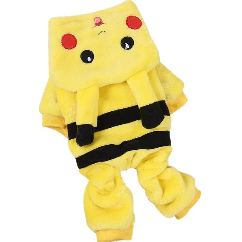 Fleece cat hoodie costume in cartoon style for small dogs and cats in autumn winter