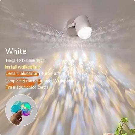 Dynamic water ripple ambience LED table lamp with ceiling and desktop mounting options