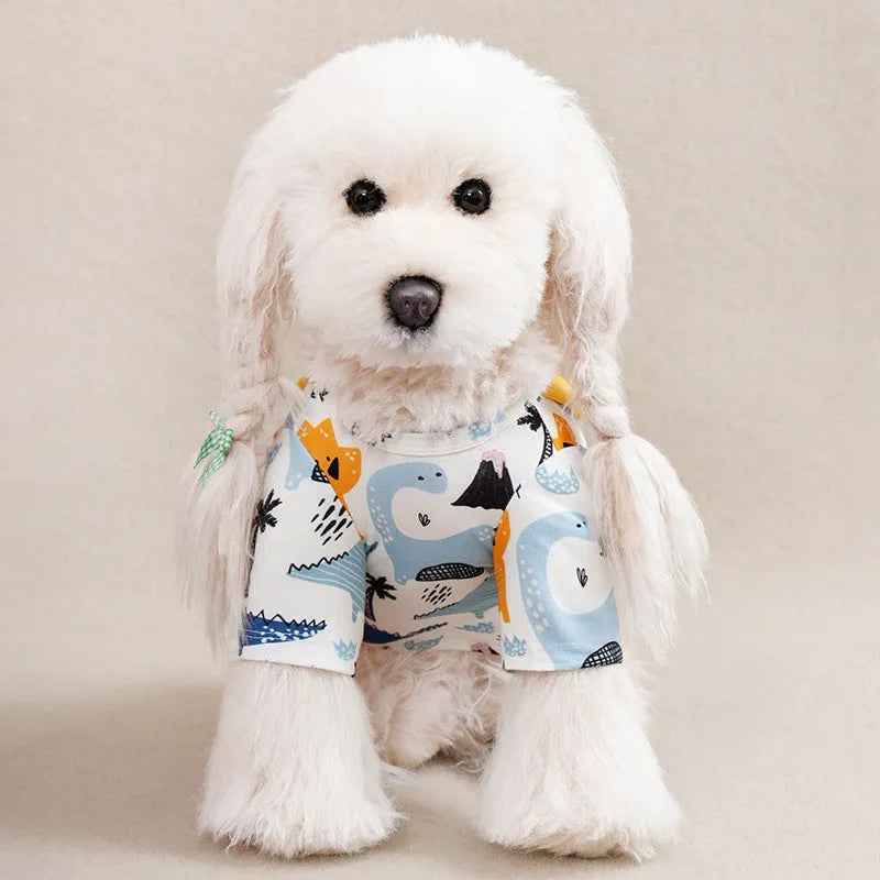 Full printed dog clothing in casual style with polyester fabric for spring and autumn wear