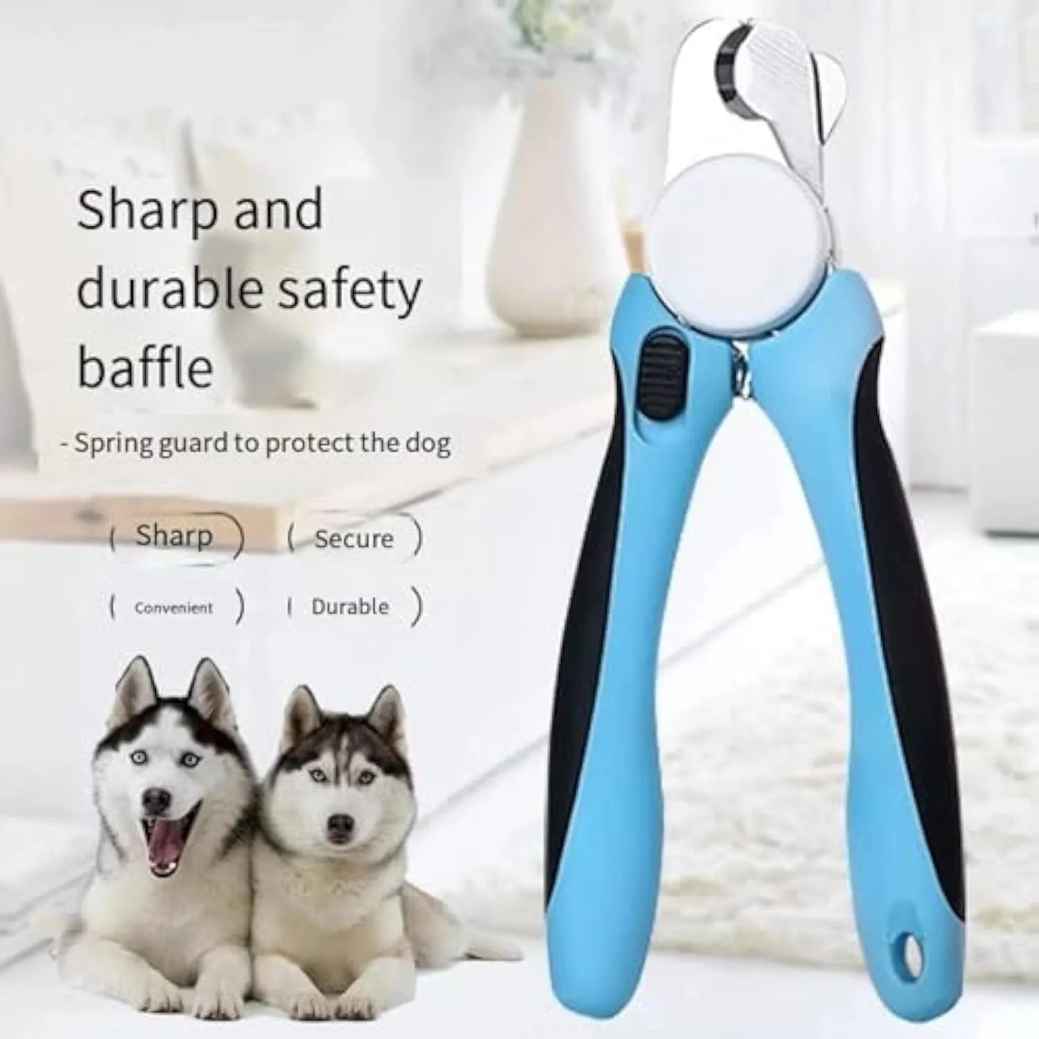 Blue heavy-duty dog nail clippers with safety guard for trimming large breed thick nails