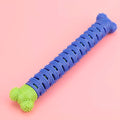 Blue silicone dog dental cleaning stick with serrated edges and bristles for teeth cleaning