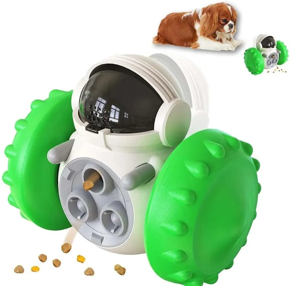 Self-balancing dog food dispenser puzzle toy in five colours for small pets