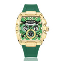 Men's sports watch with 44mm dial, 14mm thickness, wine barrel design, available in four colour combinations.