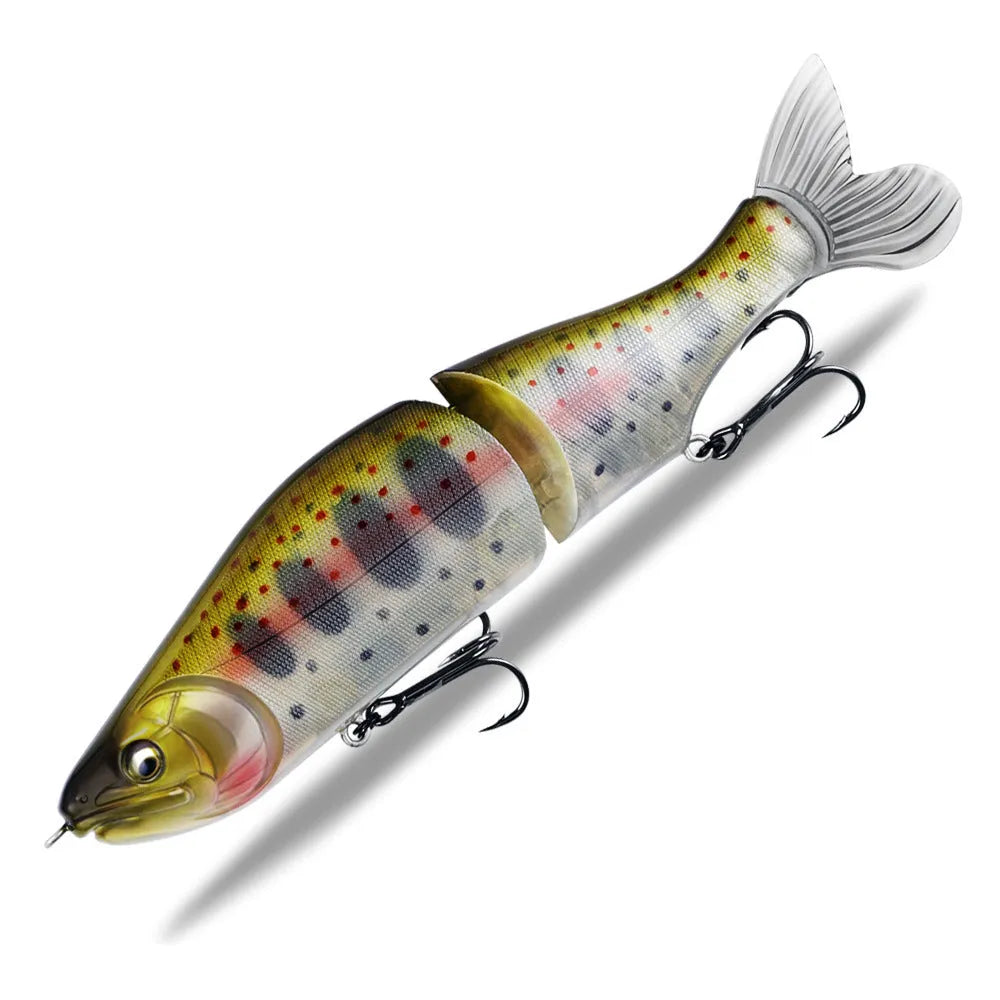 185mm plastic swimming fishing lure for bass on a blue background.